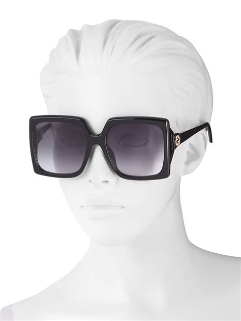 gucci glasses havana with metal|Gucci 54mm oversized square sunglasses.